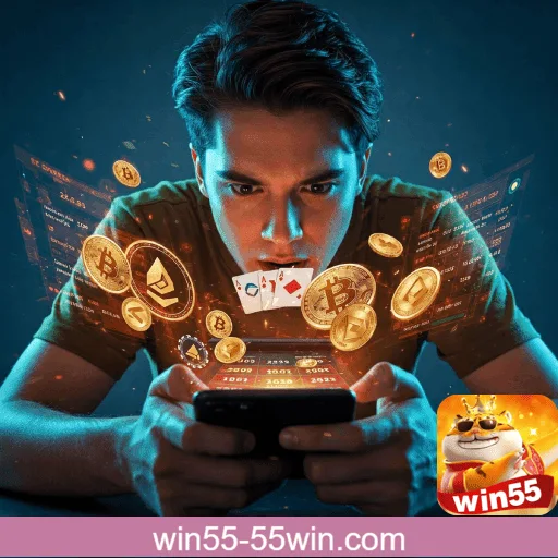 Imagem ilustrativa mostrando a plataforma Win55 com variedade de jogos online e provedores populares.
